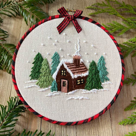 Cozy Winter Cottage Christmas Embroidery Kit