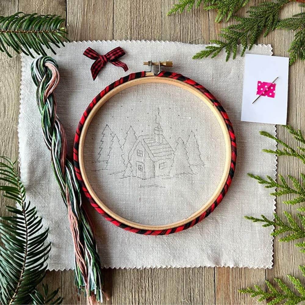 Cozy Winter Cottage Christmas Embroidery Kit