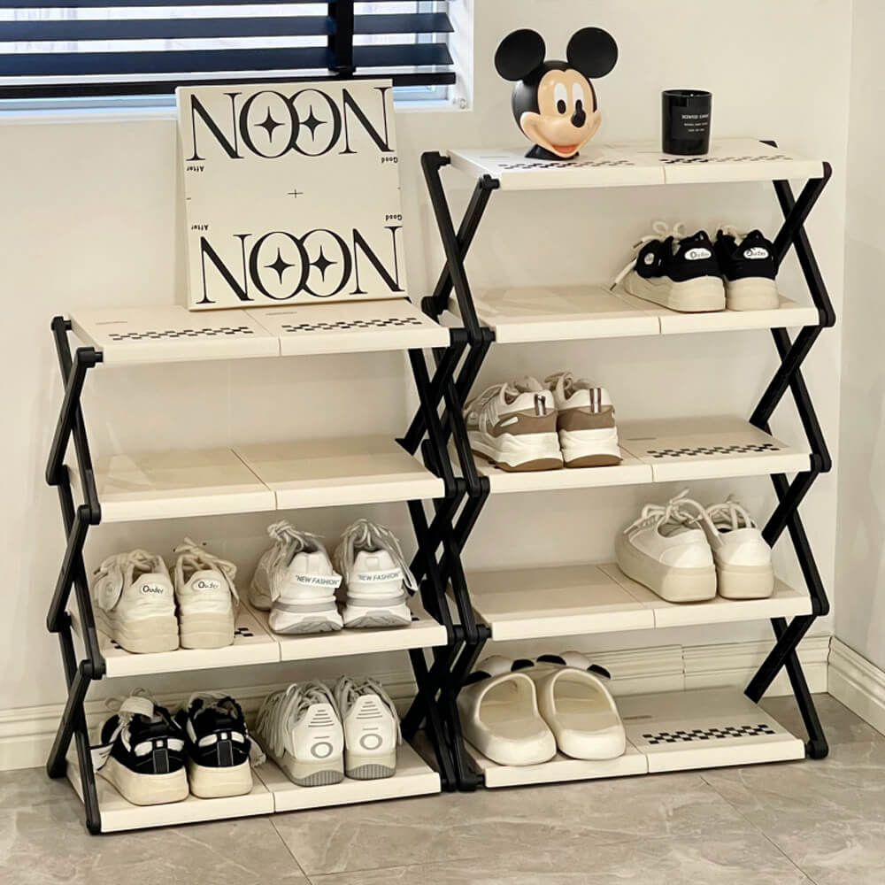 Cream Checkerboard Shoe Rack