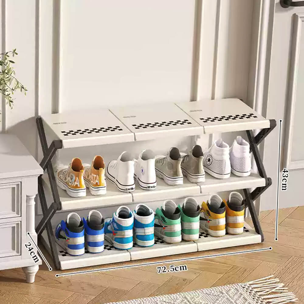 Cream Checkerboard Shoe Rack