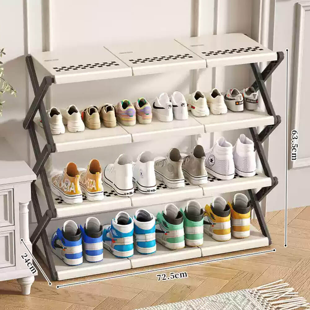 Cream Checkerboard Shoe Rack