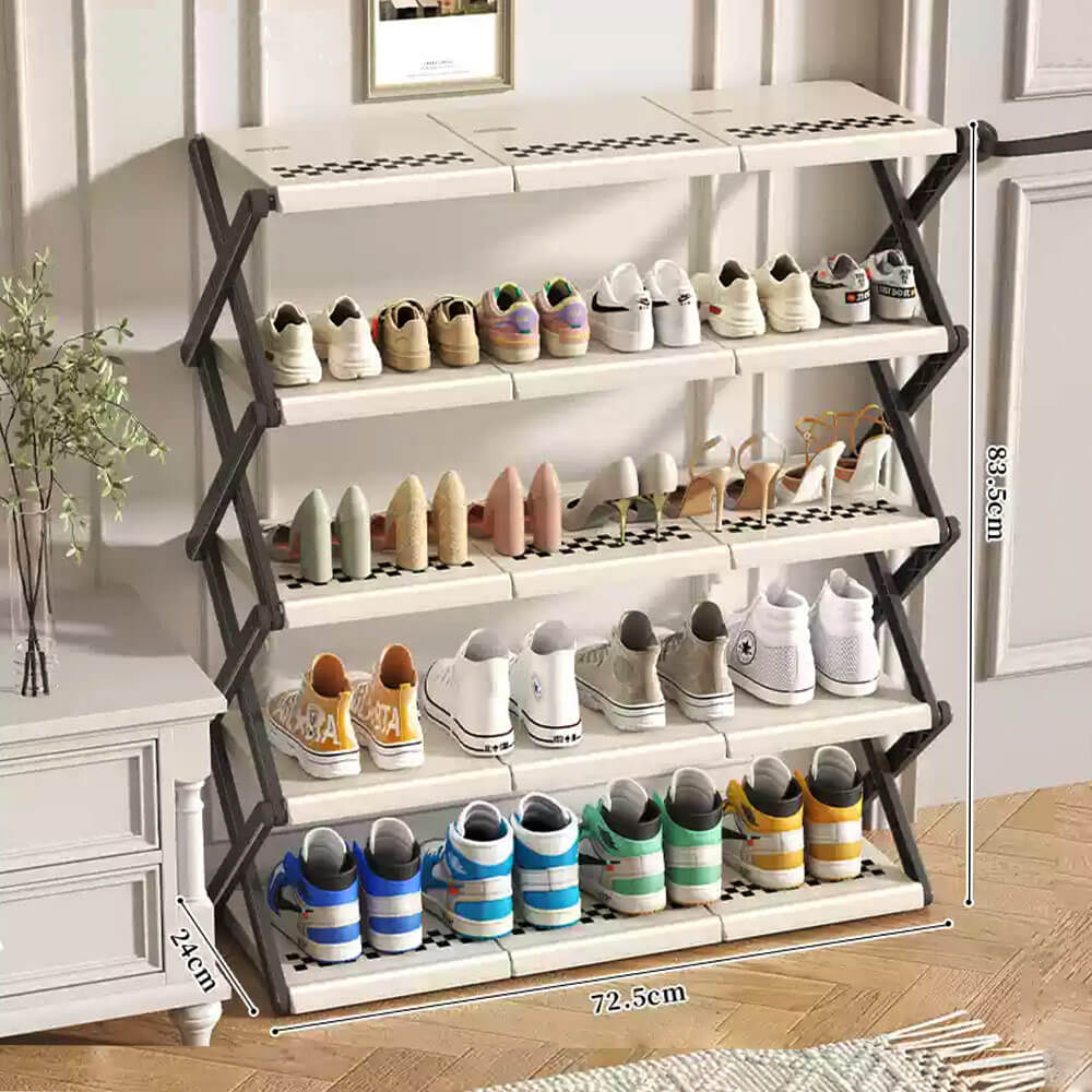 Cream Checkerboard Shoe Rack