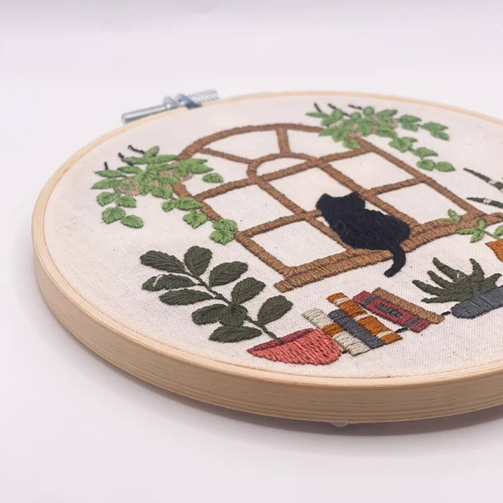 DIY Sunroom Cat Embroidery Kit