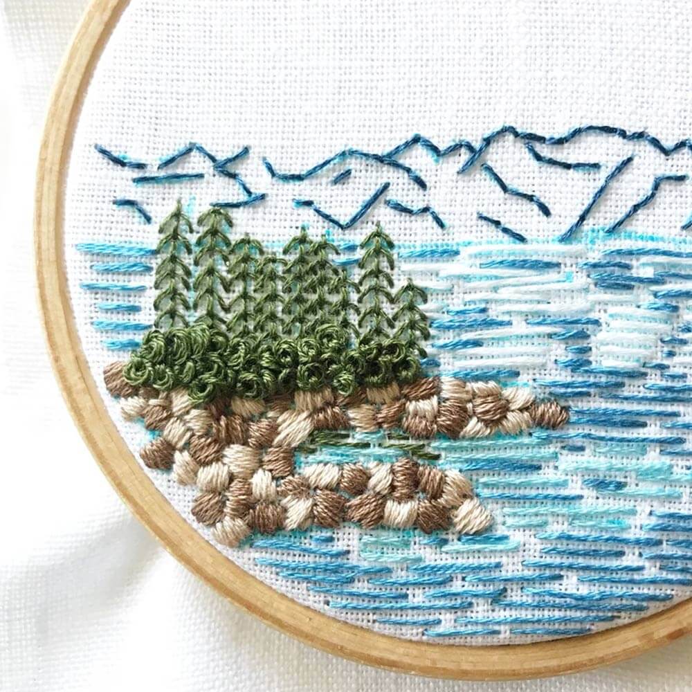 Lake Tahoe Landscape Beginner Embroidery Kit