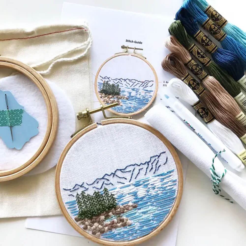 Lake Tahoe Landscape Beginner Embroidery Kit