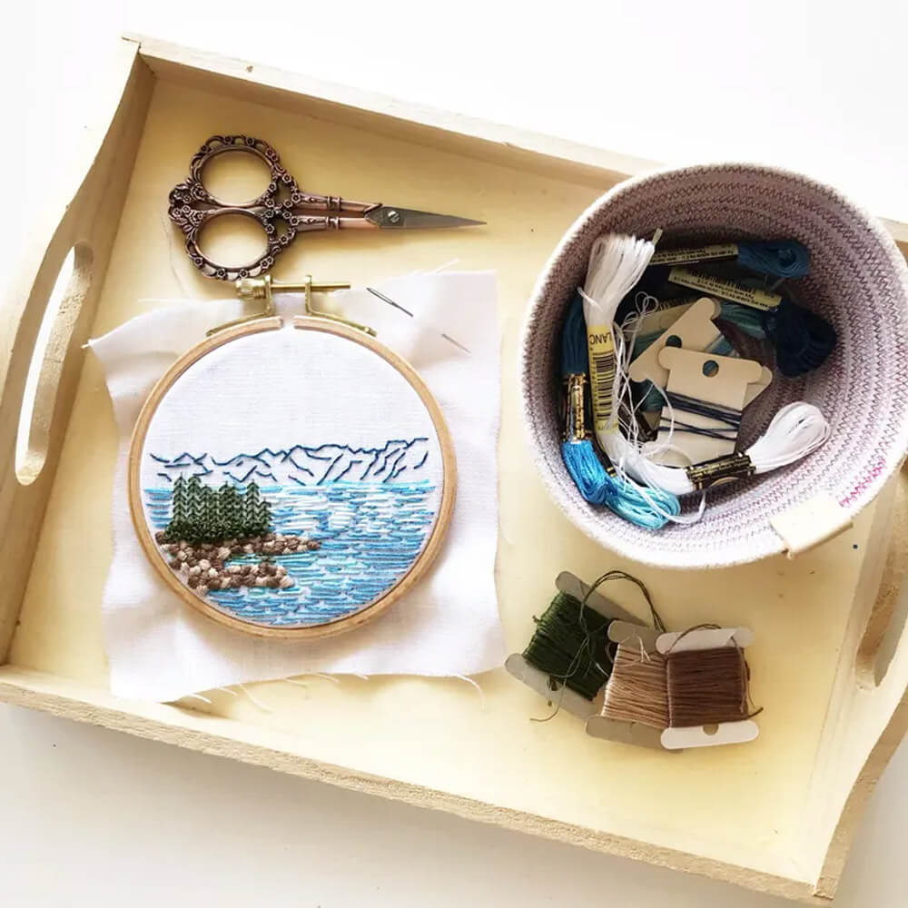 Lake Tahoe Landscape Beginner Embroidery Kit