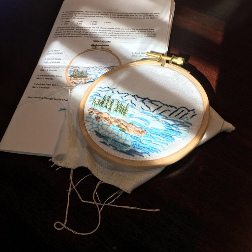 Lake Tahoe Landscape Beginner Embroidery Kit