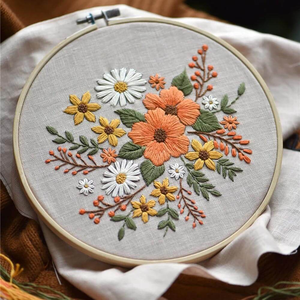 DIY Floral Pattern Embroidery Kit