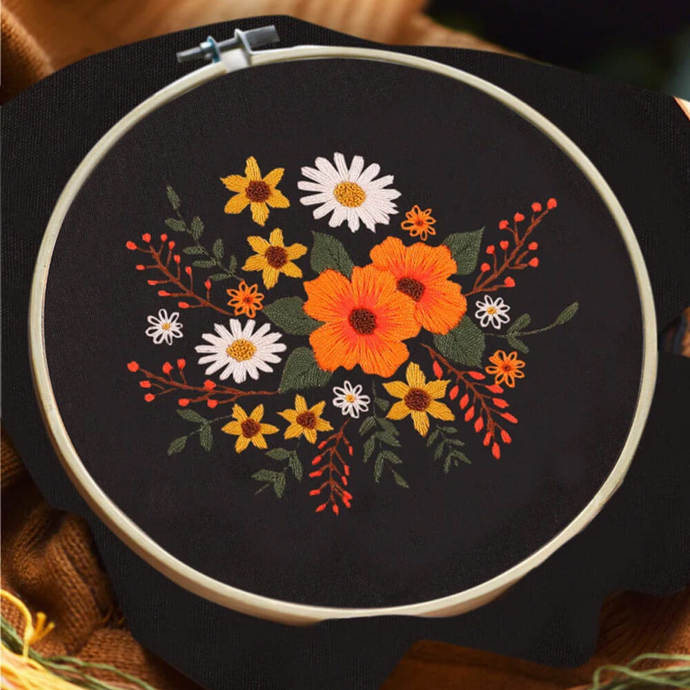 DIY Floral Pattern Embroidery Kit