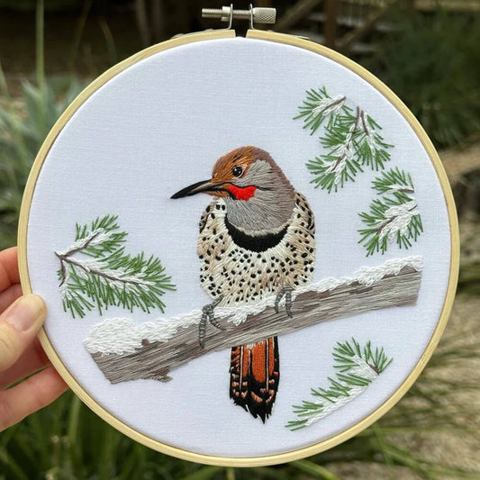 Woodpecker in The Cedar Embroidery Kit